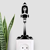 Rocket Wall Decal for Power Socket – Fun & Creative Vinyl Sticker for Outlets – Space Rocket Design for Kids Rooms, Bedrooms, Nurseries, or Home Offices – Easy to Apply & Remove – Unique Home Décor