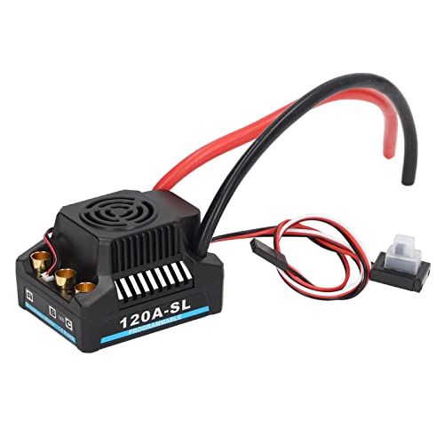 Fockety Brushless ESC, 120A 2-4S Wasserdichter Elektrischer Drehzahlregler, Kompatibel mit Sensorlosen Bürstenlosen Motoren, Bürstenloser Motor-Ersatzdrehzahlregler für 1/8 RC-Autos