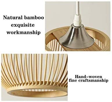 Lámpara colgante de bambú ajustable E27 estilo japonés para techo 6