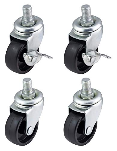 Qty. 4 x 40mm Black Swivel Castors - Furniture, Appliance & Equipment Small Plastic Wheels by Bulldog Castors - Max 100Kg Per Set