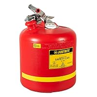 Justrite Runde Sicherheitsflasche aus Polyethylen, 19 L, Rot