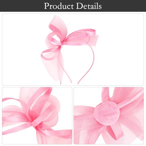 AMCAMI Fascinators Hats with Feather for Women 2025 Derby Hats Small Tea Party Hat with Headband2