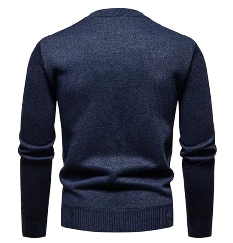 Men O-Neck Patchwork Sweater Long Sleeve Slim Fit Warm Knit Pullover for Casual Fashion and Work3