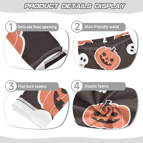 Pumpkin Skeleton Girls Leggings,Workout Leggings for Girls Toddler Athletic Legging Size for 3-10T3