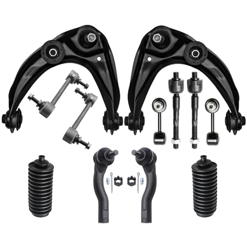 Image of Detroit Axle - 12pc End Suspension Kit for 2010-2012 Ford Fusion Mercury Milan, 2011-2012 Lincoln MKZ, Front Upper Control Arms & Ball Joint Tie Rods Front and Rear Sway Bars Boots Replacement