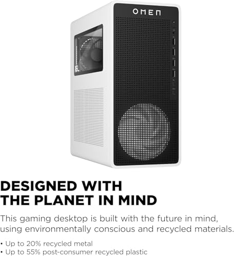 Image of HP OMEN 16L TG03 Gaming Desktop PC | Intel Ultra 7 265F Processor | NVIDIA GeForce RTX 5060 Ti | 16GB GDDR7 RAM | 1TB NVMe SSD | VR-Ready Performance Tower | Panda Metal Finish