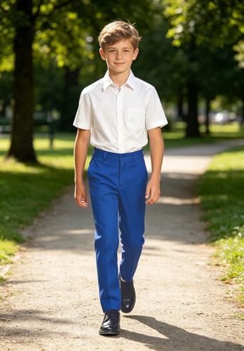 Image of DHTS Boys Dress Pants (Size 2-20 Years) Slim Fit Uniform Pants for Toddler & Teens