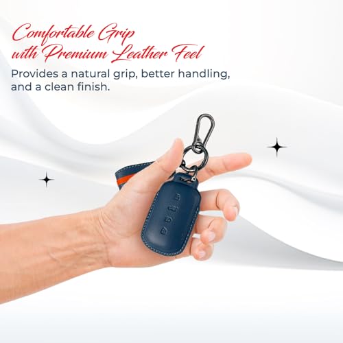 Image of Keyzone Royal Leather Key Cover for Tata Curvv, Curvv EV smart Key (Black)