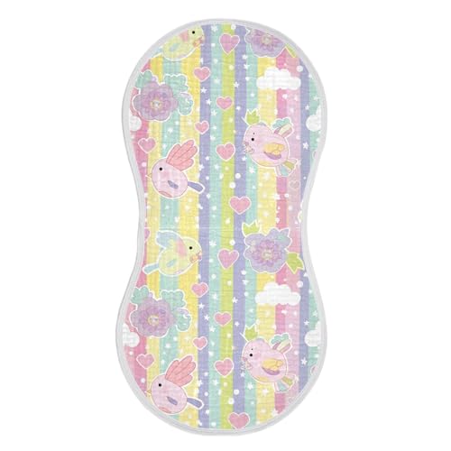 Bird Flower Cartoon Cotton Burp Cloths Large Breathable Baby spit up Rags for Unisex Set of 2, 22x11in2