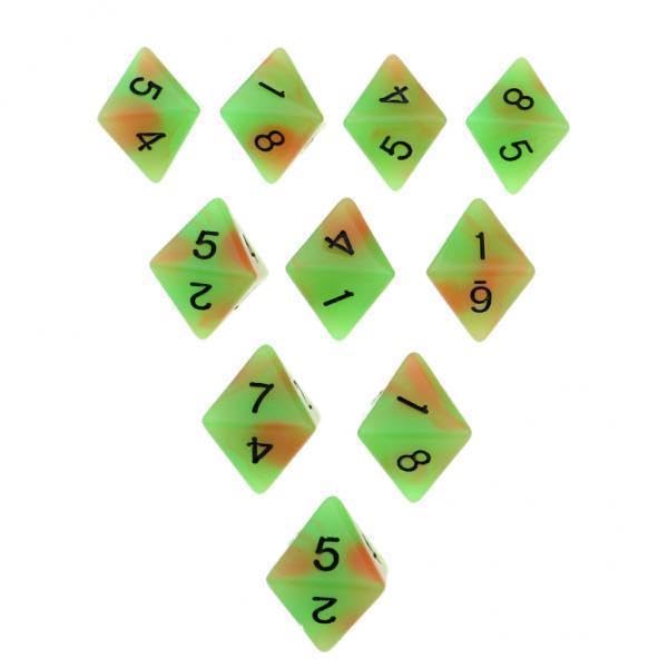 Toy 6x8-sided Game Dice 18mm Dice for Board Games and Teaching Math Green+Orange Accessories & Dice-image-18