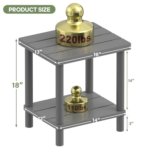 18" LEJANEOYE 2-Tier Bamboo Adirondack Patio Side Table - image 2