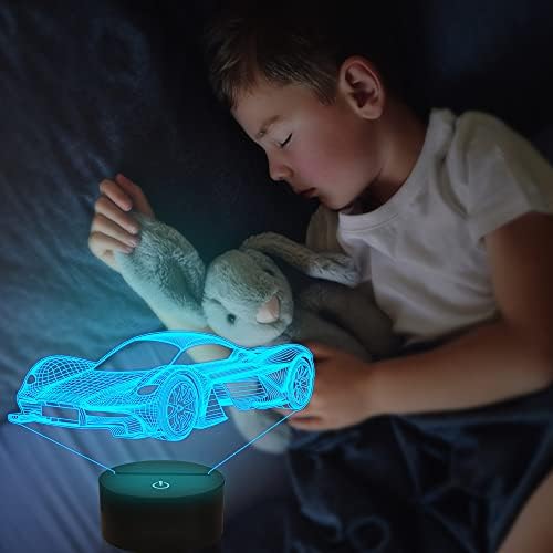 Attivolife Car Gifts for Boys, Sports Racing Illusion Optical LED Night Light 16 Colors Change with Remote Control Timer, Kids Bedroom Decor Lamp Cool Novelty Birthday Xmas Present for Men Toddler