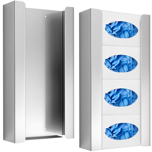 Blulu 2 Pack Stainless Steel Glove Boxes Holder, Wall Mount for 4 Boxes