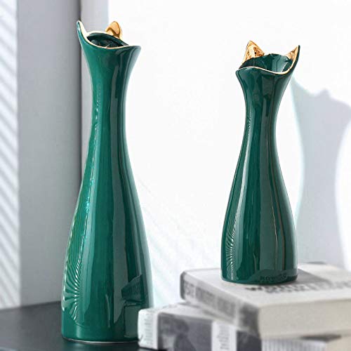 Kat Oor Keramische Kleine Vaas Tv Kast Woonkamer Entree Aanrecht Vaas Gedroogde Bloem Simulatie Bloem Decoratie Vaas 35x11x3.5 Cm, 28x8x3 Cm, 2 Stks - Afbeelding 5