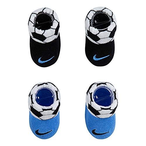 Nike Baby Booties (2-Pairs), 0/6M, Black/Blue Soccer Cuff