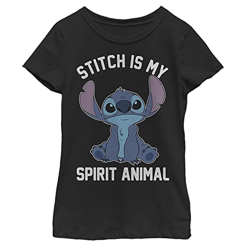 Disney Lilo Stitch Spirital Animal Girl's Solid Crew Tee