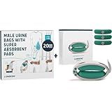 Lunderg Disposable Urine Bags for Men + Confidence Clamp - 20 Bags with Absorbent Pads & 1 Male Incontinence Clamp - Male Incontinence Products.