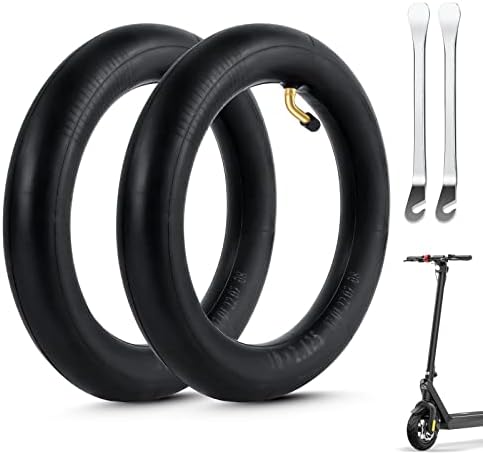 Ainiv 2 x 10 Zoll Schläuche in Schwarz, 0° Ventilwinkel Inner Tube | Kinderwagen Schlauch, Scooter Schlauch, Impac Schlauch mit 2 Montagehebel, MOLD HEATED, Nahtloser Schlauch