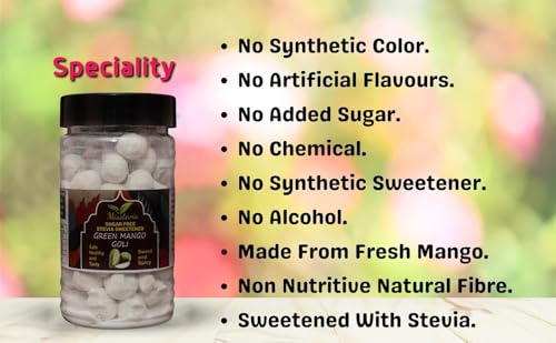 Image of Misstevia Sugar Free Green Mango Goli (110g- Pack of 3) | Stevia Sweetened Aam Pachak | Sweet & Spicy Chatpata Churan | Digestive Mukhwas | Mouth Freshener | No Added Sugar