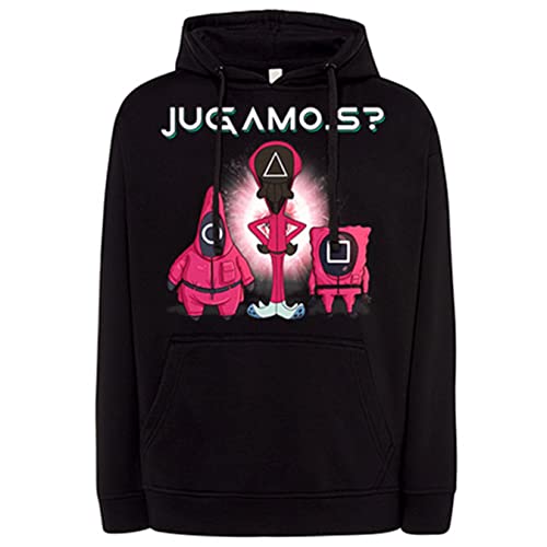 Sudadera Parodia Divertida del Calamar jugamos Crossover con Dibujos - Negro, M