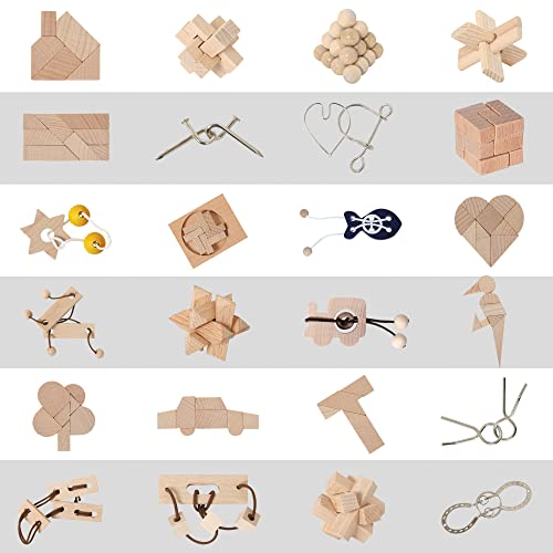 Bartl 112394 Knobelspiele Set aus Holz 24 Mini-Puzzles, Perfekte Adventskalenderfüllung für Puzzlefreunde