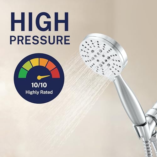 HammerHead Showers® Solid Metal 3-Spray Handheld Shower Head with Long Hose and Holder - CHROME - 2.5 GPM High Pressure Shower Head with Handheld Sprayer - WIDE, MASSAGE, and MIST Sprays by HammerHead Showers - Image 2