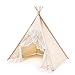 Produktbild Reyke Tipi Kinder Spielzelt aus Baumwolle-Segeltuch Kiefer, Indianer Kinderzelt und ohne Zubehör, einfach montieren für Kinderzimmer, Mädchen, Jungen (Spitzen, Lace 160cm Hoch)