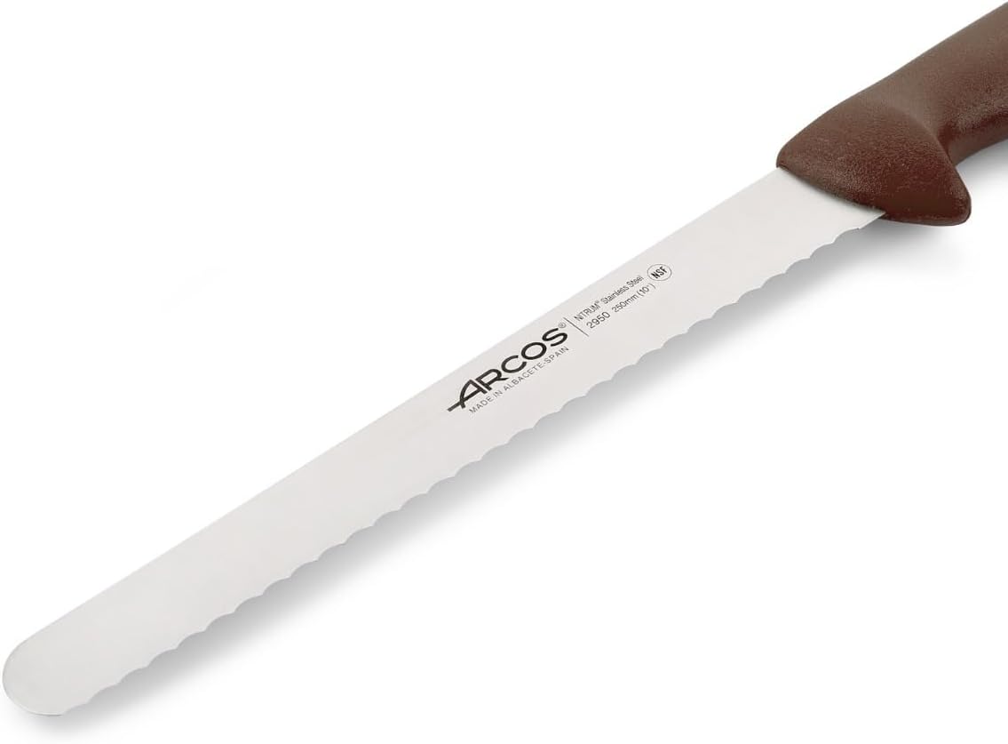 Pastry Kitchen Knife Arcos Color Series 2900 - 295028 with 25cm Nitrum Stainless Steel Blade Long Wide Sturdy Blade Used for cutting and serving cake bases