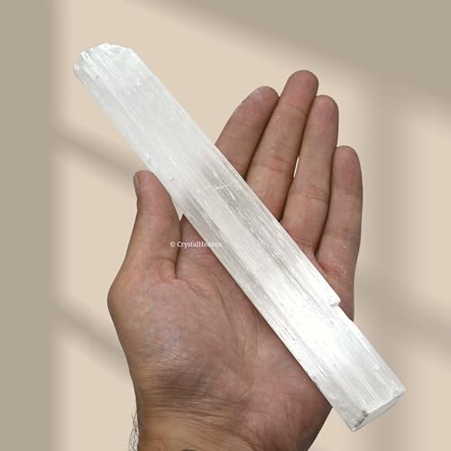 Image of Certified Selenite Wand Charging Plate Stick - Pack of 3 Selenite Crystal 8 inch Stick to Charge Crystal, Cleansing Re-Energy Work, Meditation and Pooja (Rectangular)