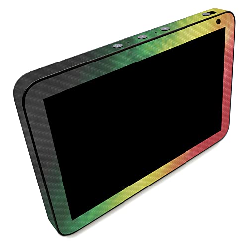 Image of MightySkins Carbon Fiber Skin Compatible with Amazon Echo Show 8 (Gen 2) - Rasta Rainbow | Protective, Durable Textured Carbon Fiber Finish | Easy to Apply | Made in The USA