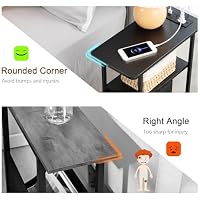 LOAKEKEL Narrow End Table with Charging Station, Small Nightstand — image 7