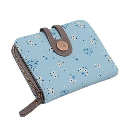 Damen Portemonnaie Damen-GeldböRsen Brieftasche Damen Geldbeutel Damen Klein GeldböRse Damen Leder Für Als Geschenk Für Mama Karten Scheine Münzen Belege Blue Cover