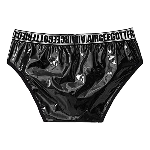 Manyakai Men's Shiny Metallic Bulge Pouch Briefs Athletic Underpants Nightclub Lingerie Panties Black X-Large #TOP3
