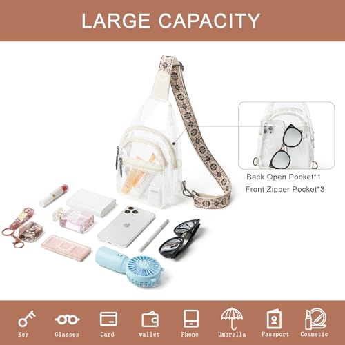 Leresas Clear Bag for Women Men Stadium Approved Sling Backpack Purse Crossbody Fanny Pack Stadium Events Concert Beige by Leresas - Used condition - Image 6