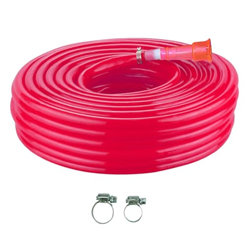 Image of Cinagro 30 Meter 0.5 inch Heavy Duty PVC Garden Hose Pipe with Tap Adapter & 3 Clamps, Lightweight, Durable & Flexible, Water Pipe for Garden, Water Hose Pipe, Car Washing (98.4 feet, Pink)