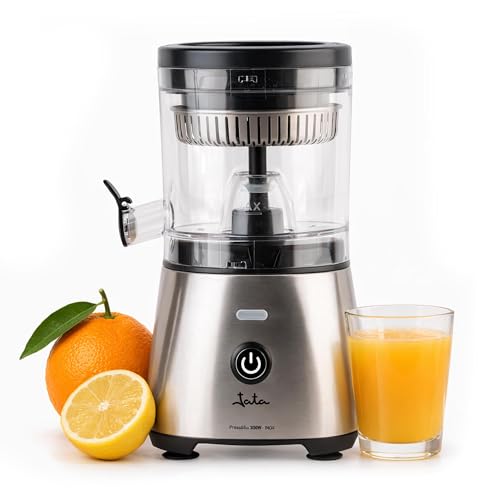 JATA JEEX1616   Exprimidor de Naranjas Eléctrico Automático 300 W | Cuerpo y filtro de acero inoxidable | Sistema antigoteo | Apto para todo tipo de frutas | Piezas desmontables. Base Antideslizante
