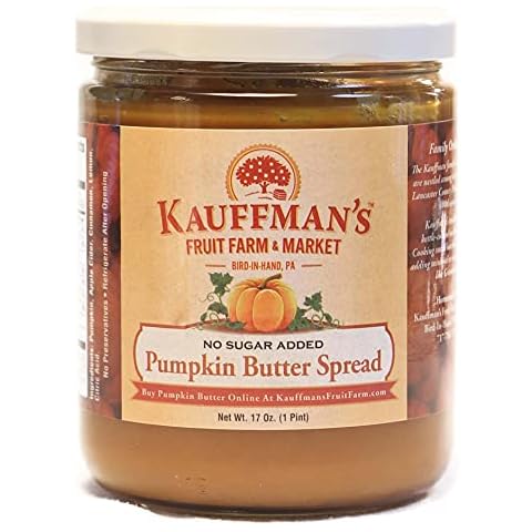 Kauffman's Fruit Farm Homemade Pumpkin Butter Spread, No Granulated Sugar Added, 17 Oz. (Pack of 6) Cover