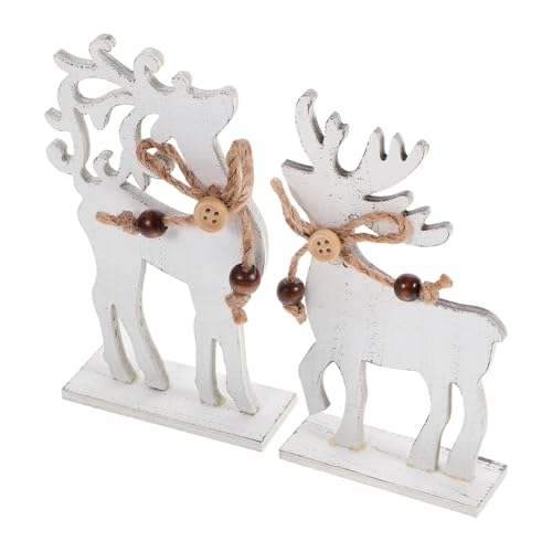 IMIKEYA 2pièces Décorations De Noël Forme De Renne Bois Statue De Renne pour Maison Étagères Armoires Et Bureaux