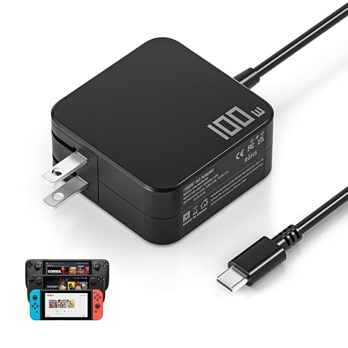 100W 65W USB-C Charger for Steam Deck/Steam Deck OLED ROG Xbox Ally X/ROG Ally X Switch 2/OLED/Lite MSI Claw 8/7 AI+/A8 BZ2EM/A1M R36MAX Retro Console Legion Go S Type C Power Cord