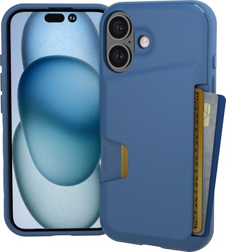 Smartish® iPhone 16 Wallet Case - Wallet Slayer Vol. 1 [Slim + Protective] Credit Card Holder - Drop Tested Hidden Flip Card Slot Cover Compatible with Apple iPhone 16 - Blues on The Green