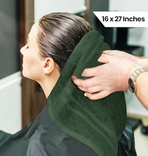 Image of Utopia Towels Cotton Bleach Proof Salon Towel 16 by 27 inches, Bleach Safe 100% Cotton Hand Towel for Gym, 24 Pack, Forest Green