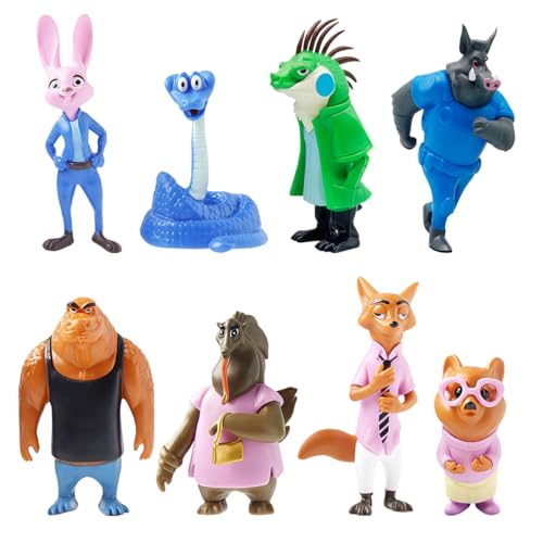 8 Pack Animal City Character Figurine Toys, Cartoon Animal Action Figures for Kids, Toy Collection for Party Favors and Play