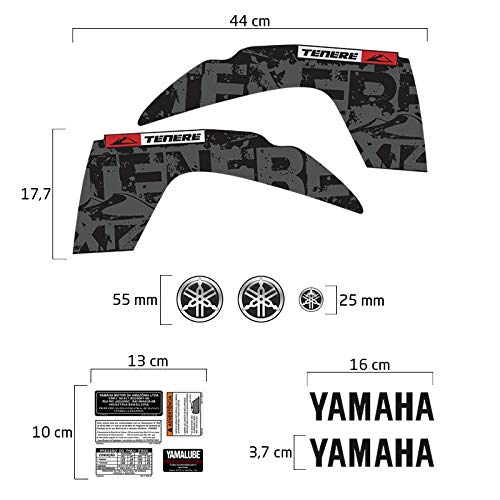 Kit Adesivos Tenere 250 2013 Logo Moto Yamaha Completo Preto