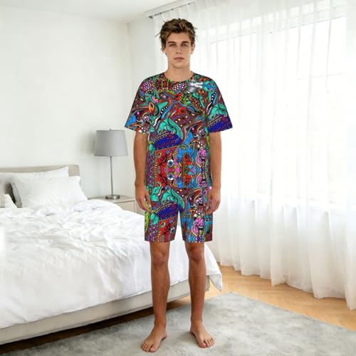 Pijama de verano para hombre fresco de manga corta con prácticos bolsillos laterales 3