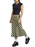 Diseño: falda midi para mujer. Estilo Harajuku, de vuelta a los 90. Cintura alta, longitud a la rodilla, línea A, color sólido/leopardo/floral/teñido anudado/corazón impreso bodycon vintage falda midi para mujeres y adolescentes.