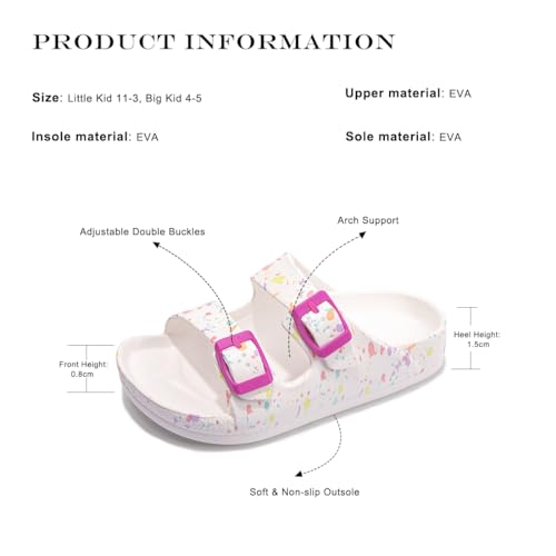 Image of FUNKYMONKEY Kids EVA Slides Waterproof Slip-on Pool Sandals for Boys Girls | Lightweight Plastic Sandals with Adjustable Double Buckle, Boys Girls Comfortable Non-slip Summer Shoes for Beach, Daily Wear