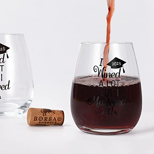 Futtumy Graduation Gifts, I Wined A Lot, But I Mastered It Stemless Wine Glass For Him Her Women Men Friend University Graduate Mba Gifts, College Graduation Wine Gift Idea, 15Oz #TOP5