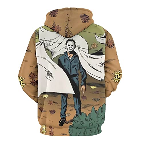 ZHANGXM Fashion All-Print Pullover Halloween Michael Myers 3D Printing Hoodie Sweatshirts Adult Men and Womens Casual Streetwear 4XL3