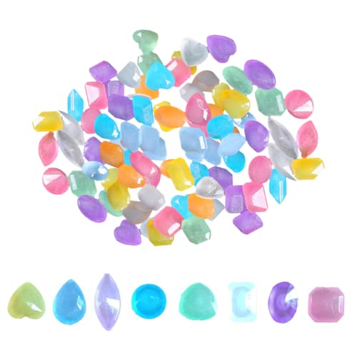 300 pcs Glow in The Dark Rocks, Mixed Color Fish Tank Rock, DIY Decorative Resin Pebbles Glow Rocks for Landscaping for Aquarium Fish Tank Sidewalk Garden Path Patio Terrace Lawn Yard (300 pcs)