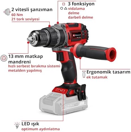 Einhell Professional Akülü Darbeli Vidalama TP-CD 18/60 Li-i BL Solo Power X-Change (Li-Ion, 18 V, kömürsüz motor, 60 Nm, 32.000 darbe/dk, akü ve şarj cihazı dahil değildir) - 4514205 - Görsel 3